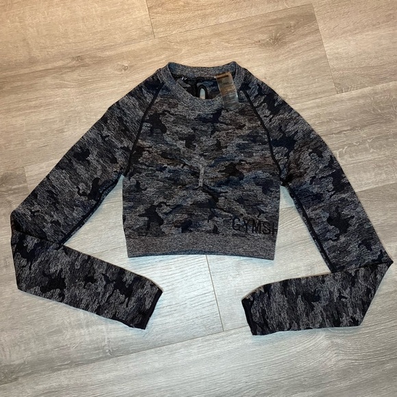 Gymshark Tops - Gymshark Adapt Camouflage Seamless Scrunch Long Sleeve Crop Top